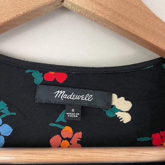 Madewell Wrap Top in Pressed Flowers Manet True Black Size Small - Picture 3 of 7